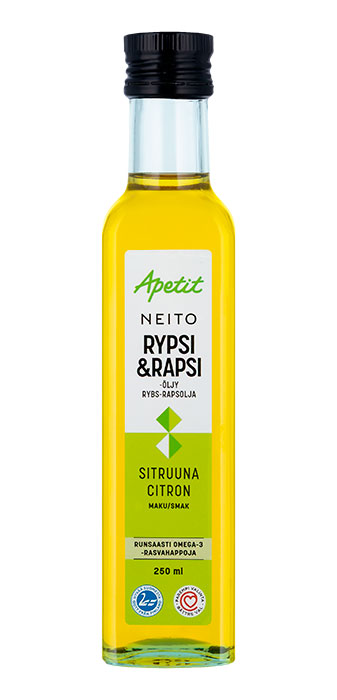 Apetit Neito Puristettu sitruunanmakuinen rypsi&rapsiöljy 250 ml